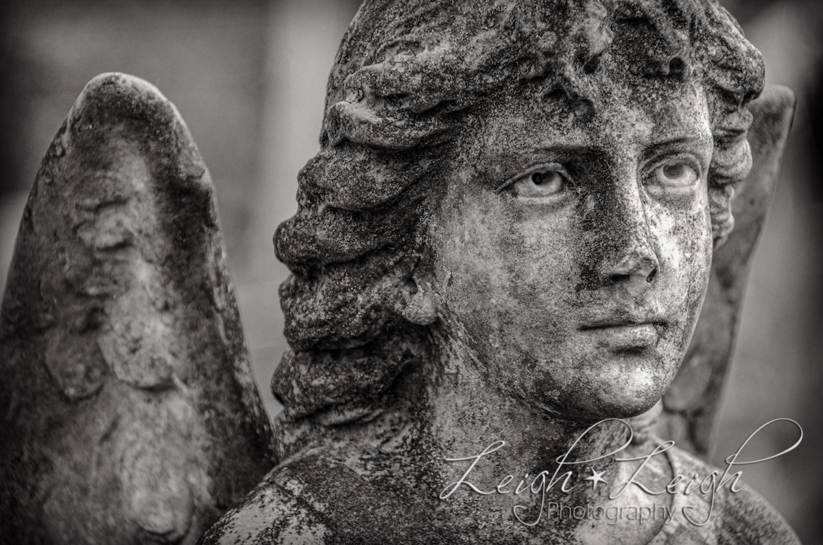 close up of angel grave marker in Lewisburg