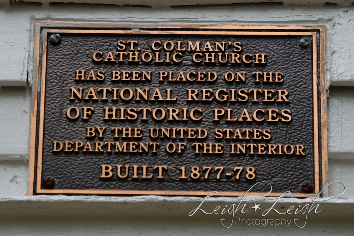 plaque about St. Colman's Catholic Church 