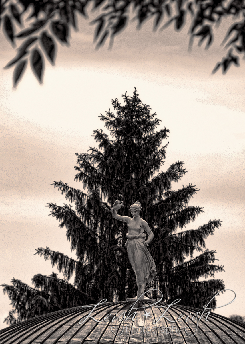 statue on top of gazebo 