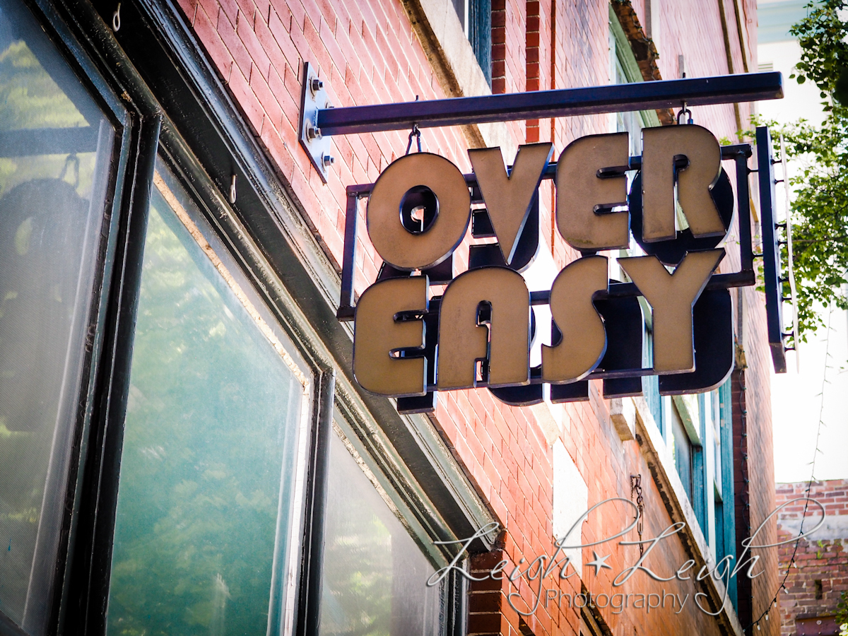 sign for Over Easy restaurant 