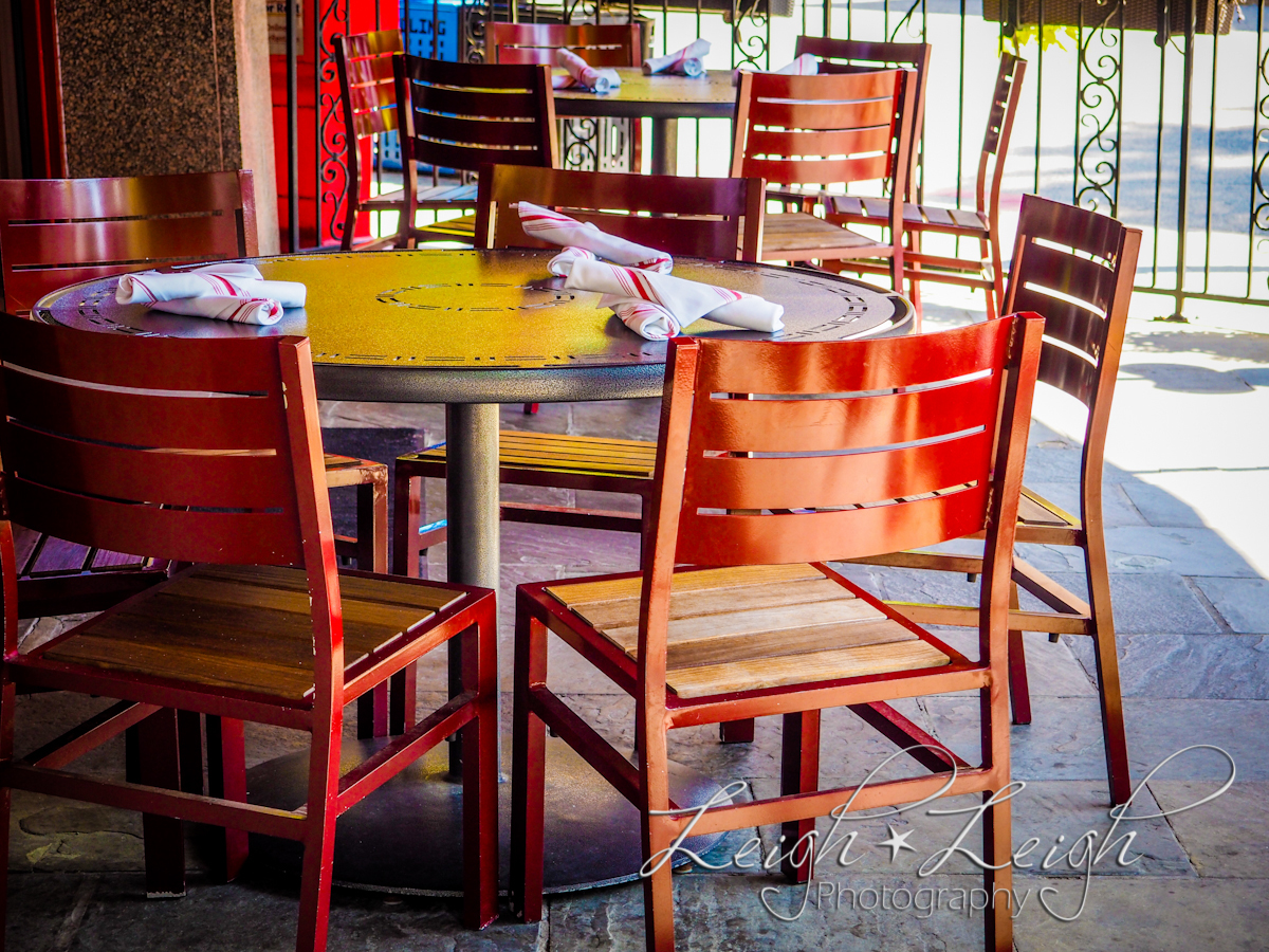 table and chairs at outside restaurant