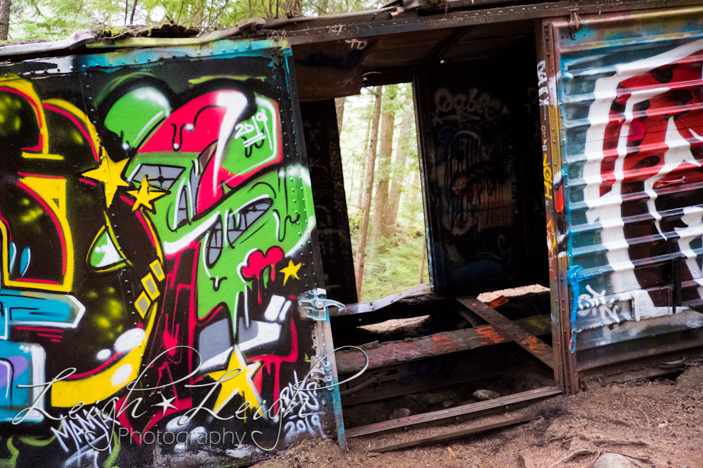 old train car with graffiti on it