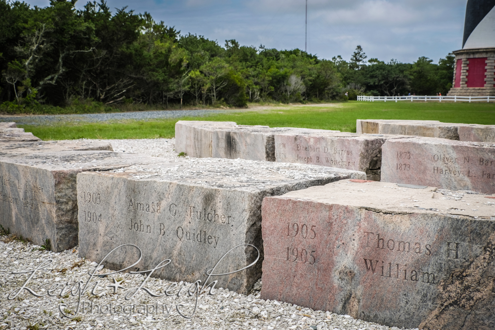 original foundation stones of Hatteras lighthouse with lightkeepers' names engraved on them