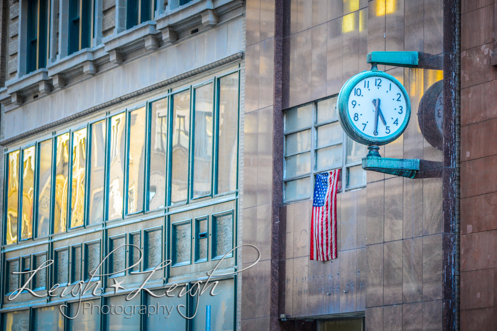 clock on side of building