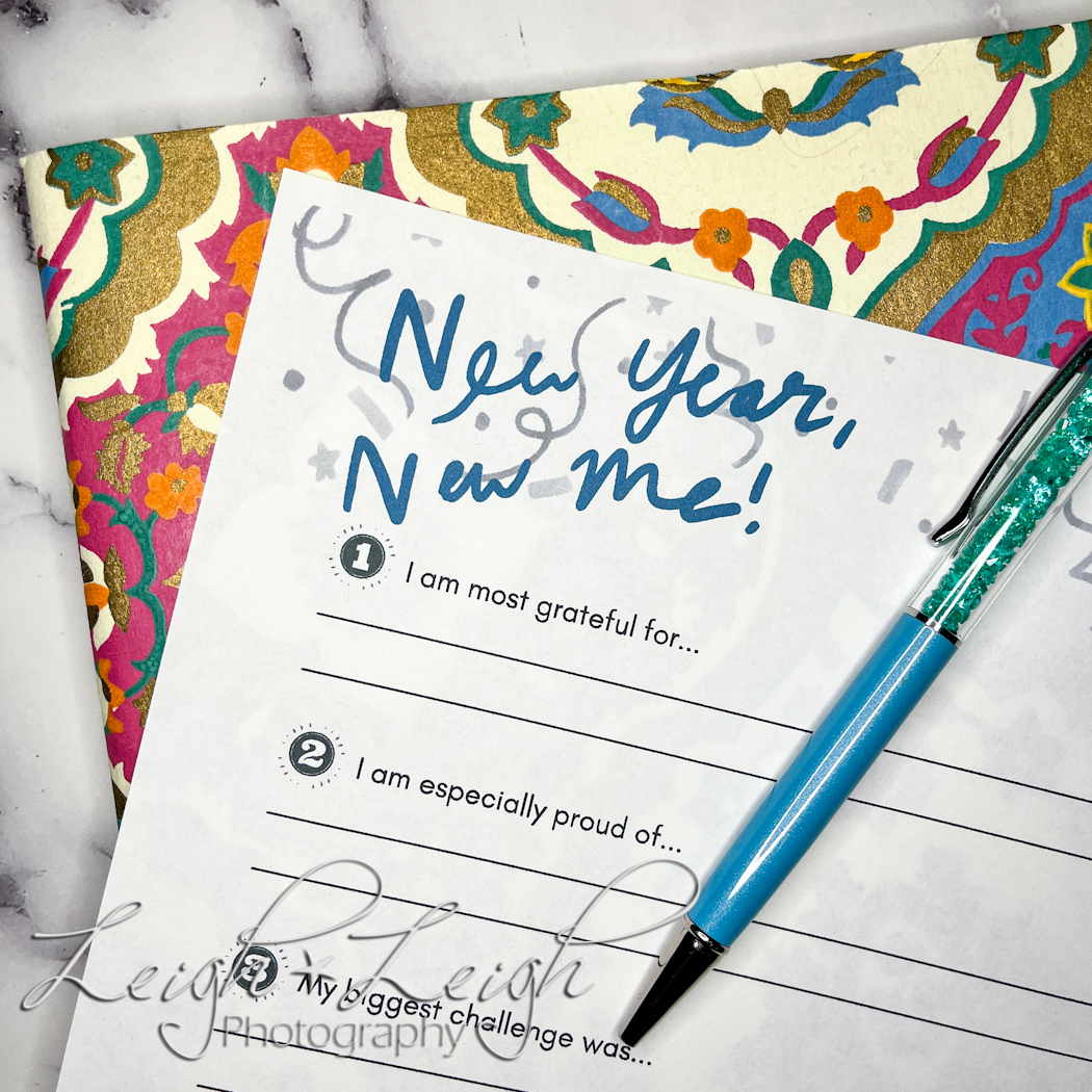 Journal and pen with NYE printable