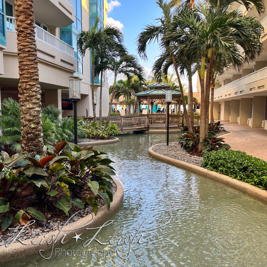 resort walkway with gazebo