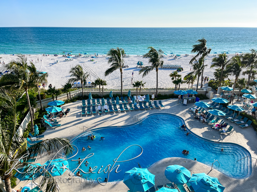 view of pool from balcony