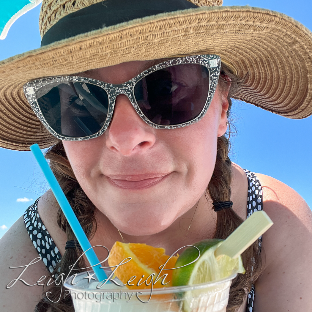 Rachel with a margarita