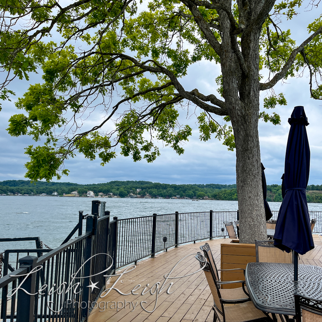 pool deck by lake