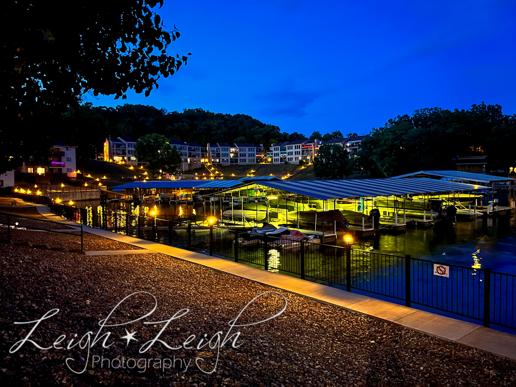 boat docks at night