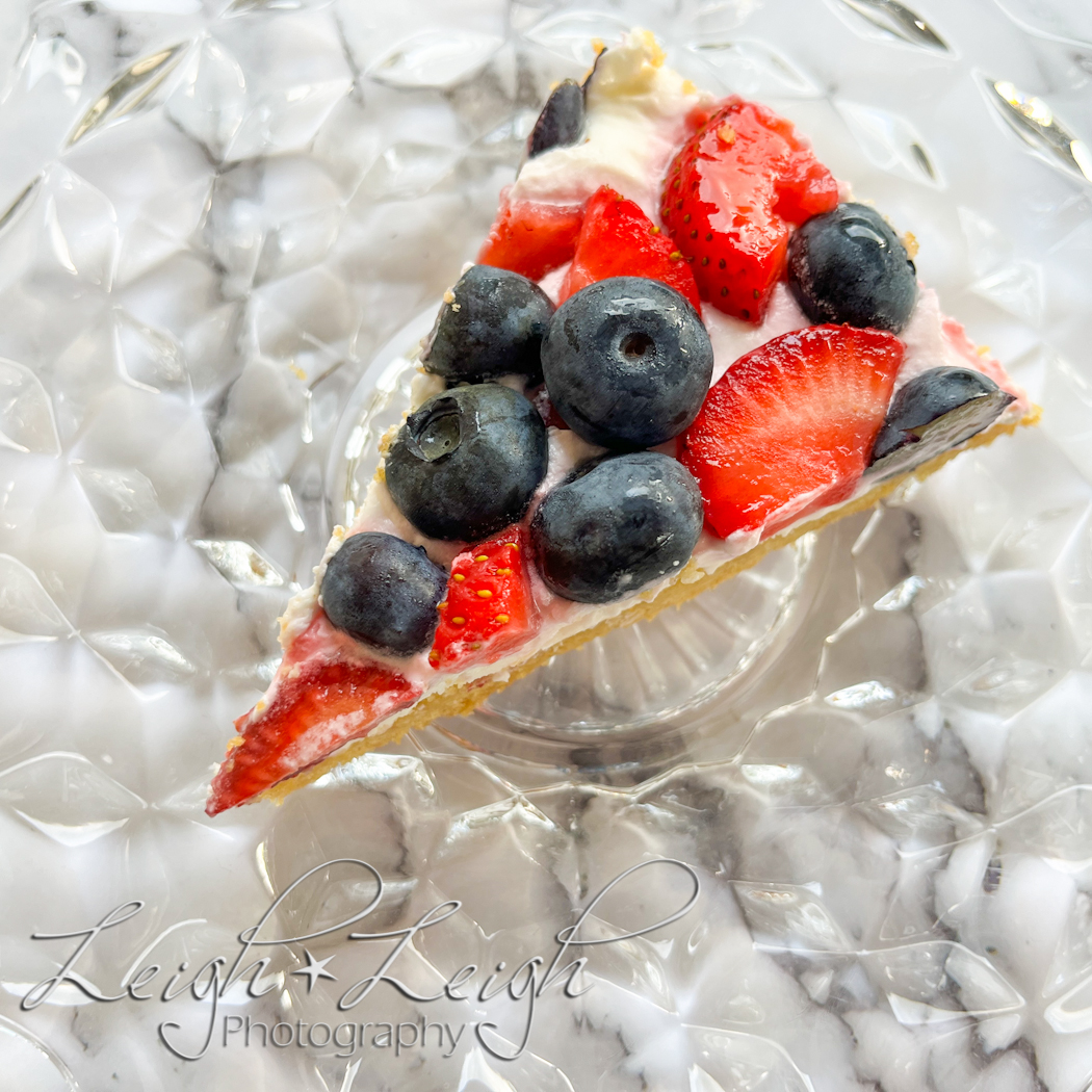 slice of fruit pizza on plate