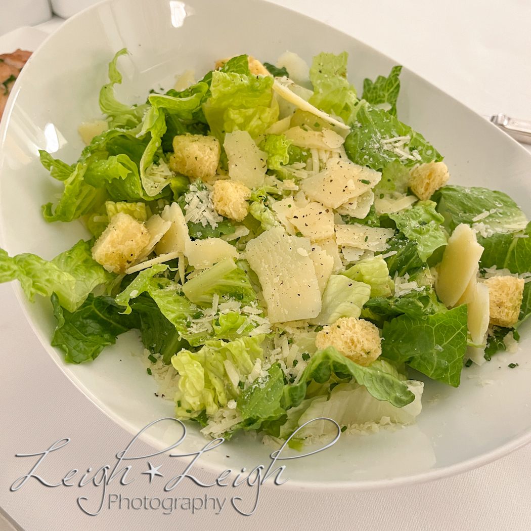 Cesar salad in fancy bowl