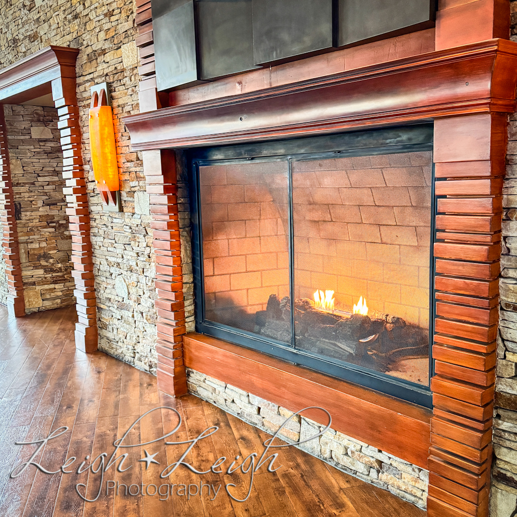 fireplace in lobby