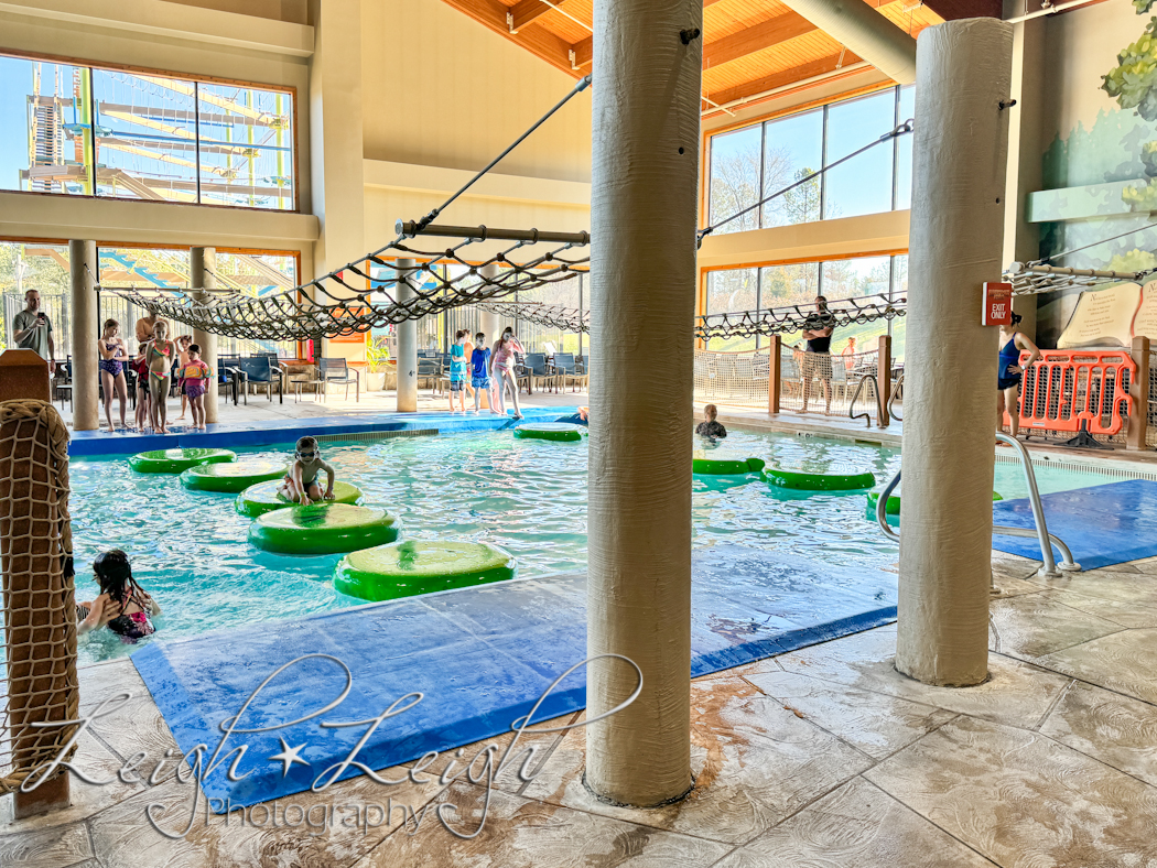 lily pad jump at waterpark in Great Wolf Lodge