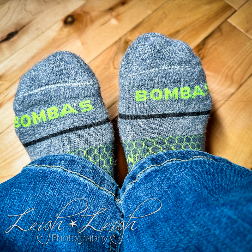 picture of feet featuring Bombas socks