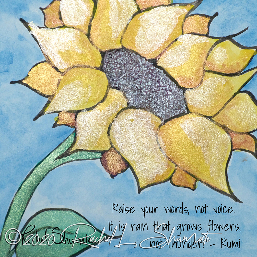 sunflower painting with Rumi quote