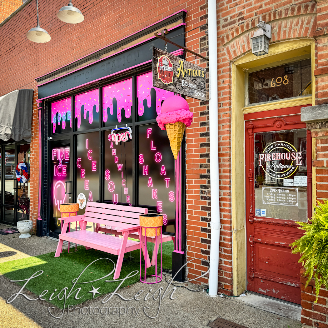 Fire and Ice - ice cream shop front, New Harmony, IN