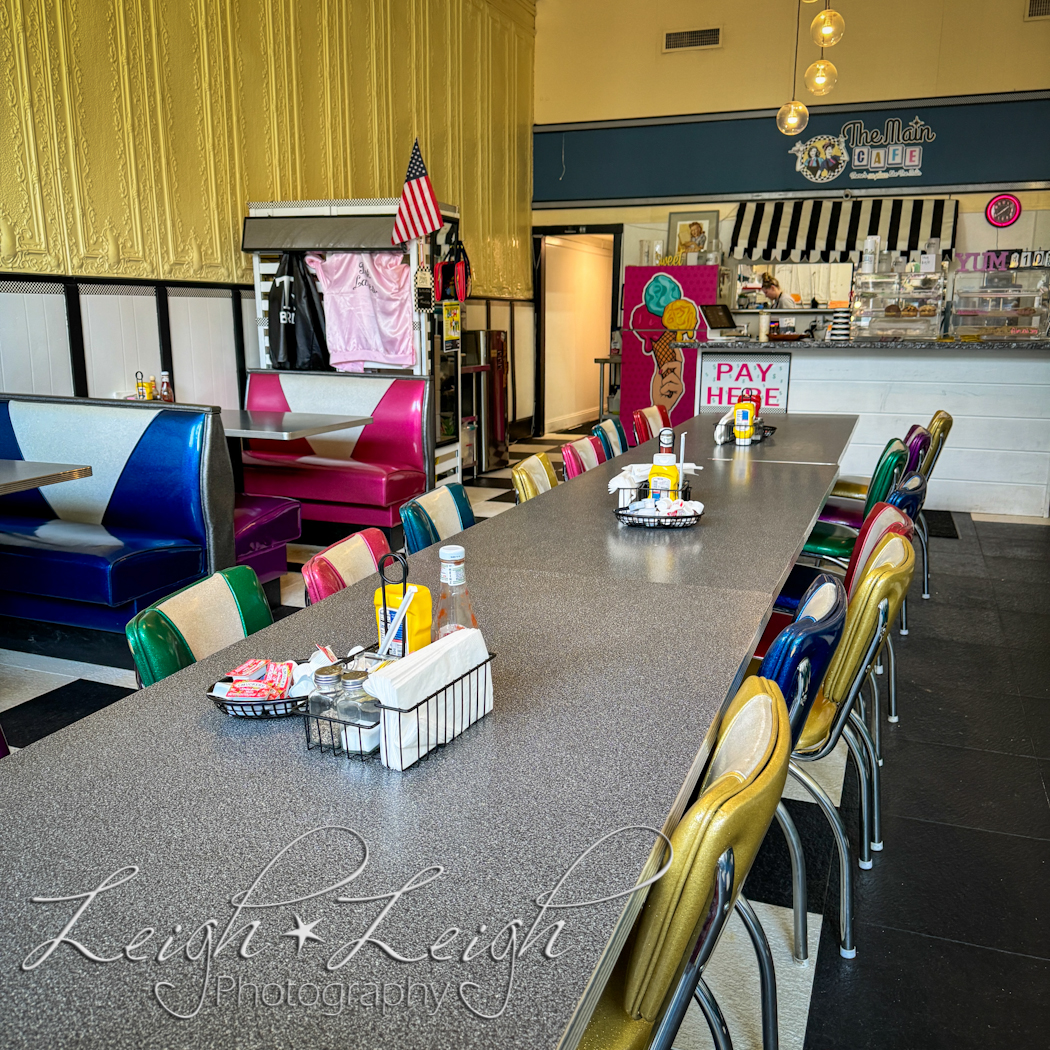 Inside The Main Cafe- tables and booths, New Harmony, IN