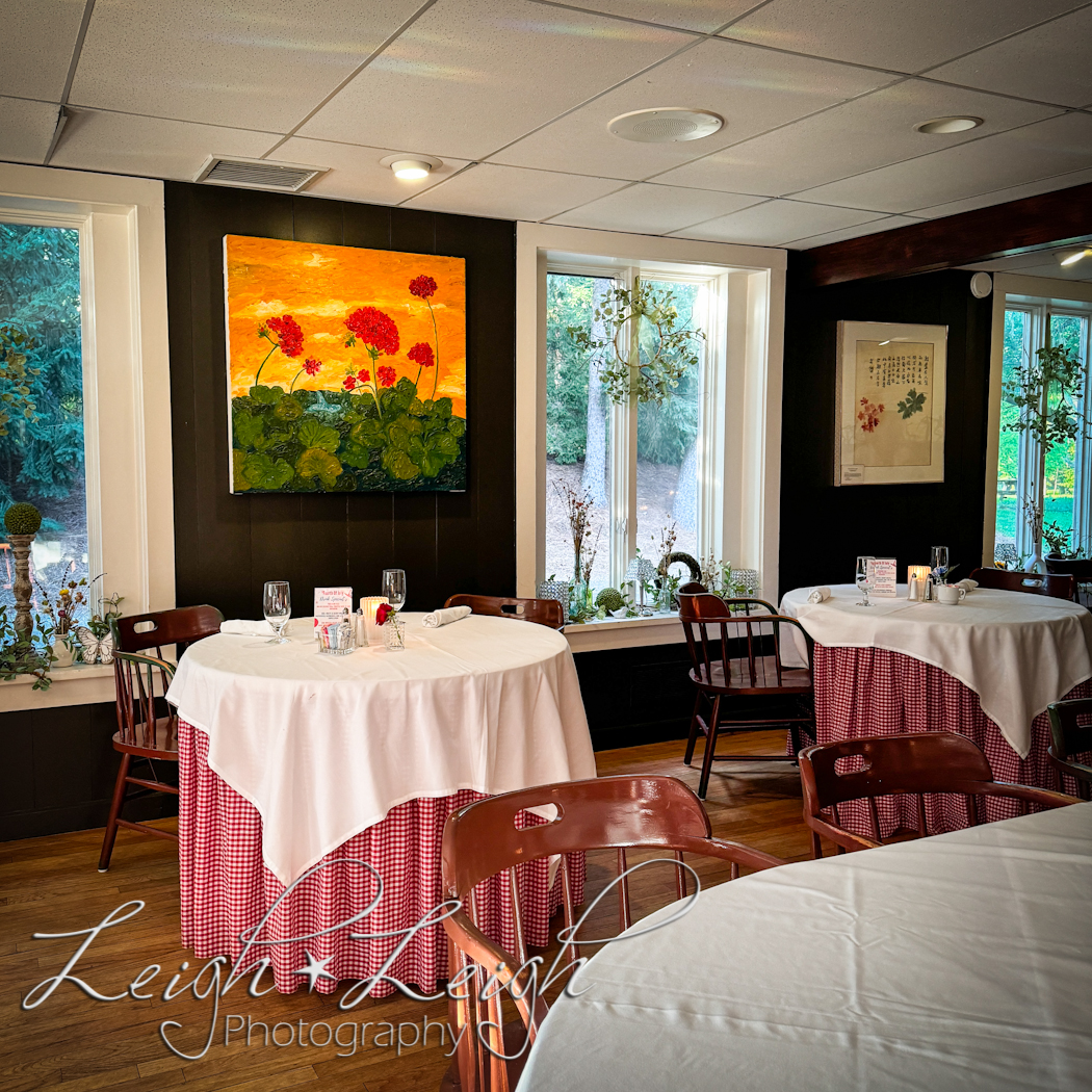 Inside seating at the Red Geranium restaurant, New Harmony, IN