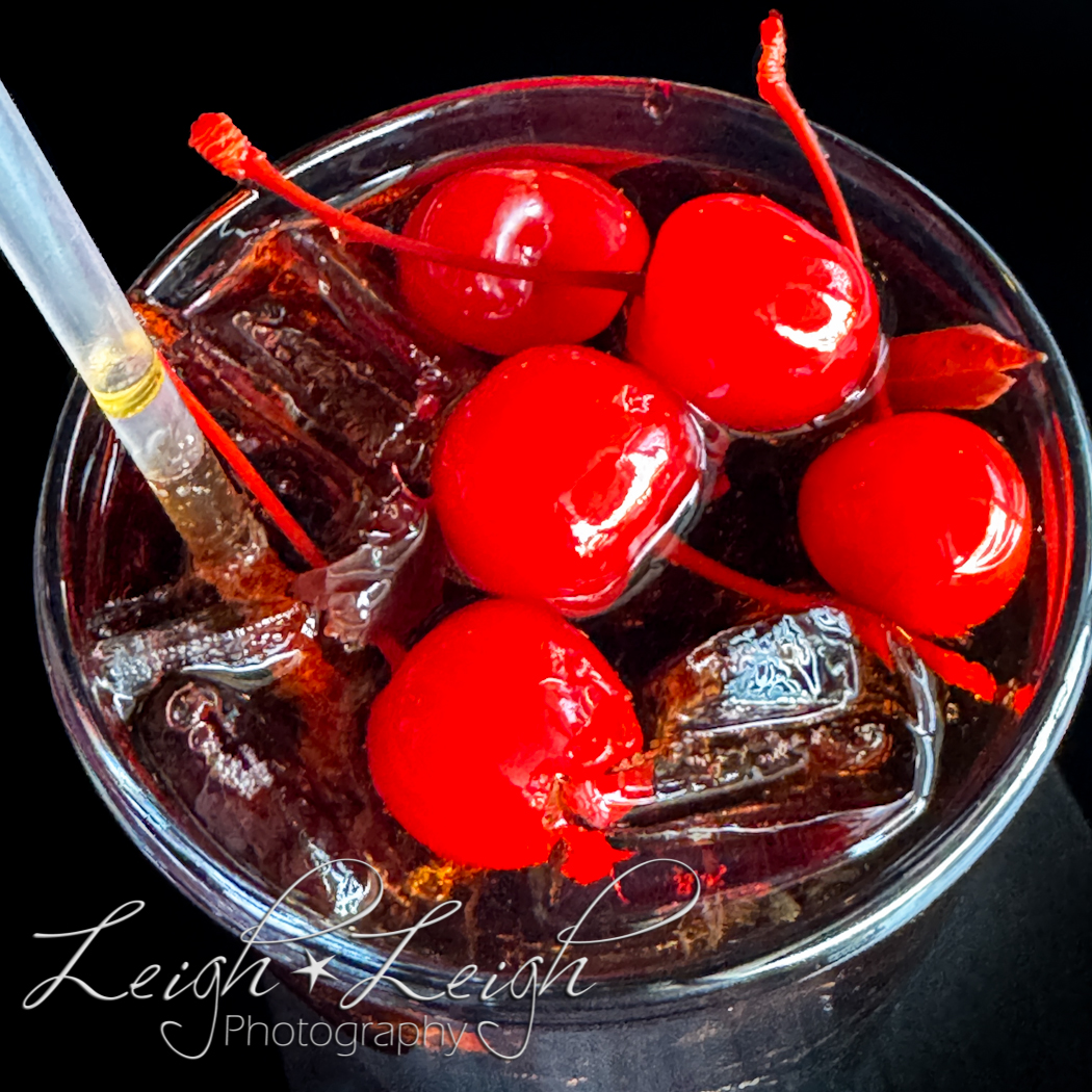 image of a nonalcoholic Roy Rogers drink with lots of cherries
