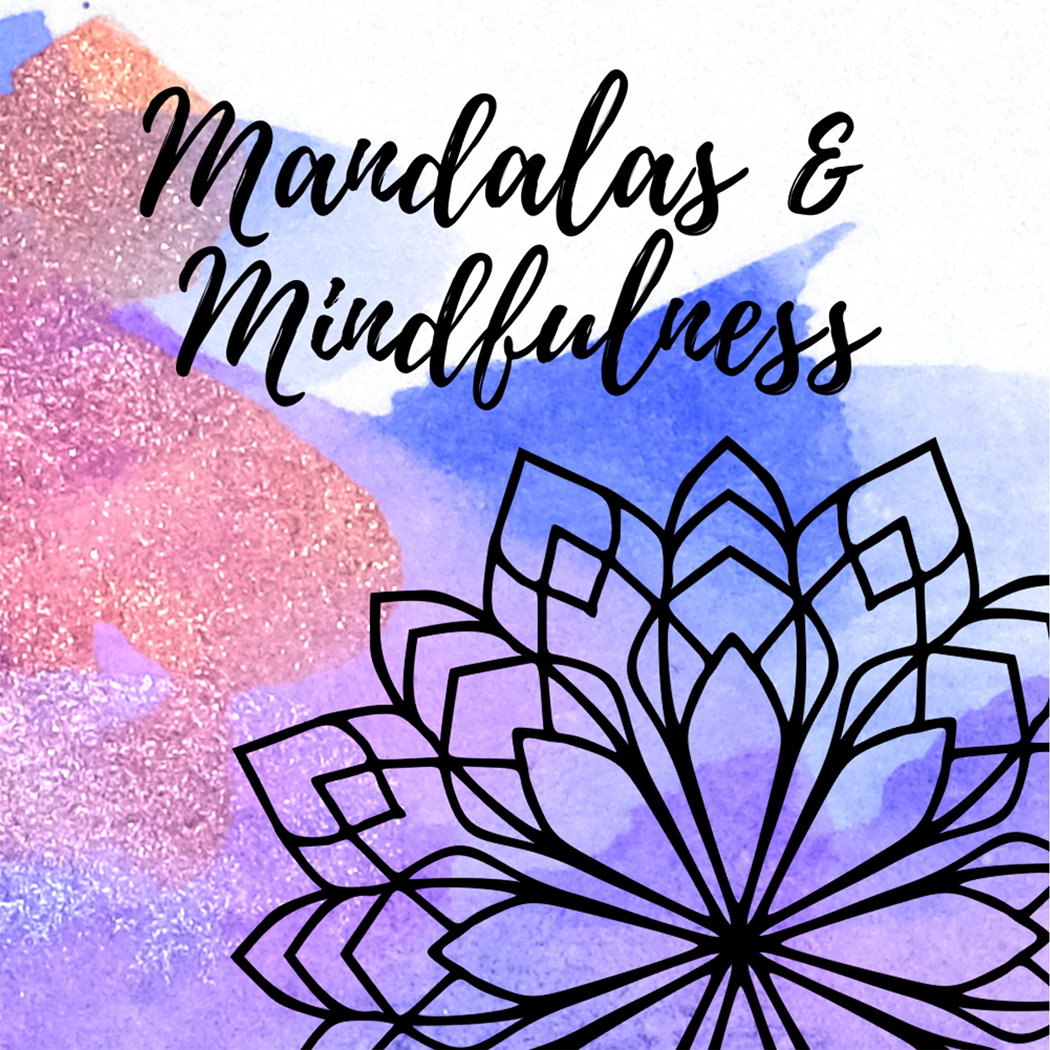 Coloring book cover featuring a mandala and watercolor background